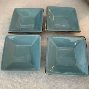 10 Strawberry Street 4 1/2” Square Turquoise Teal Bowls Set Of 4 New